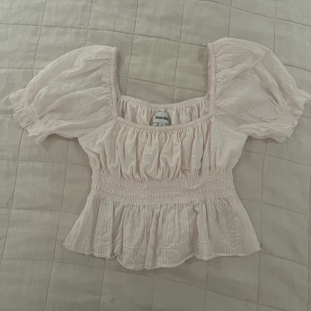 Sunday Best “Janis” Pink Puff Sleeve Blouse